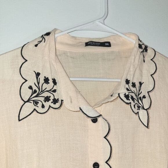Shein Embroidered Scallop Top XL 1X - Picture 5 of 11